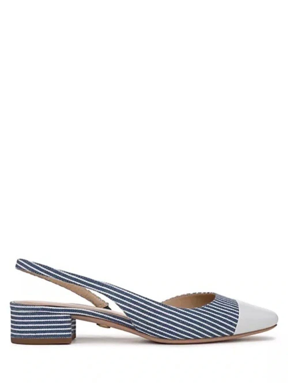 New Veronica Beard Cecile Slingback Pumps Blue White Stripe Low Heel Sz 8